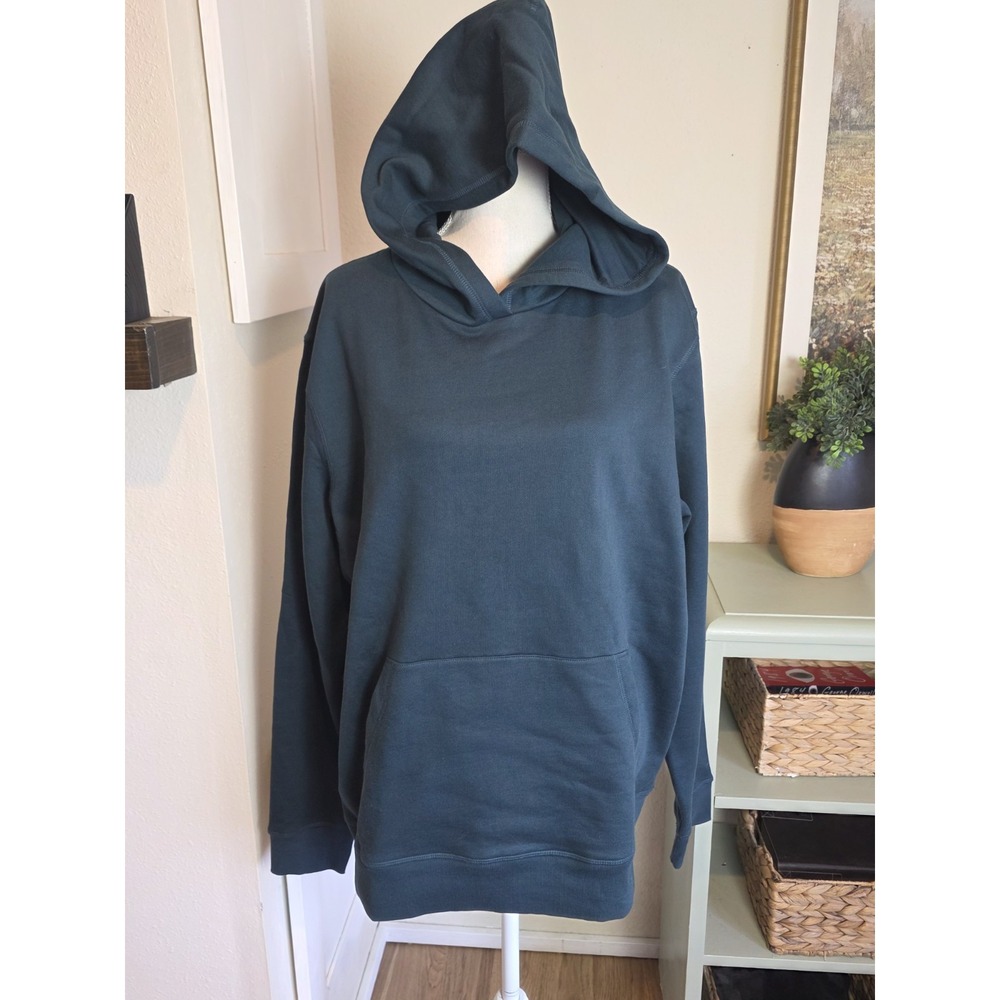 Pact Hoodie Womens Large Teal Pullover Organic Cotton Soft Sweatshirt